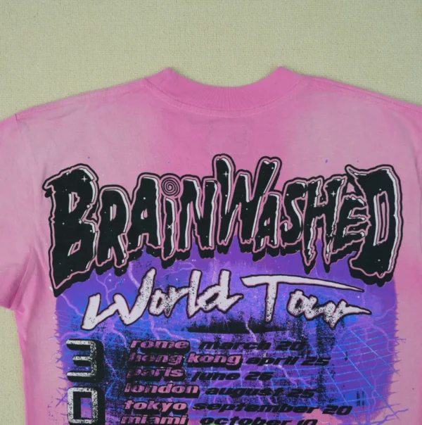 T-Shirt Hellstar Brainwashed World Tour Pink - Image 3