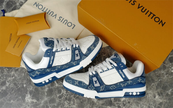 Louis Vuitton Trainer Low - White/Blue - Image 2